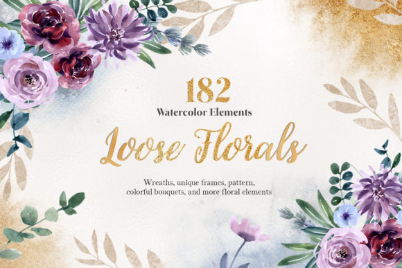 Download Pale &amp; Mauve Loose Floral Watercolor Set - Flora Collection