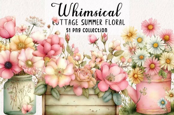 Download Whimsical Cottage Summer Floral Clipart - Flora Collection