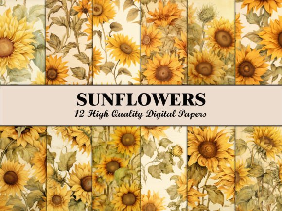 Download Yellow Sunflower Floral Scrapbook Paper - Flora Collection