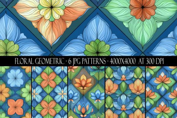 Download Floral Geometric Seamless Patterns - Flora Collection