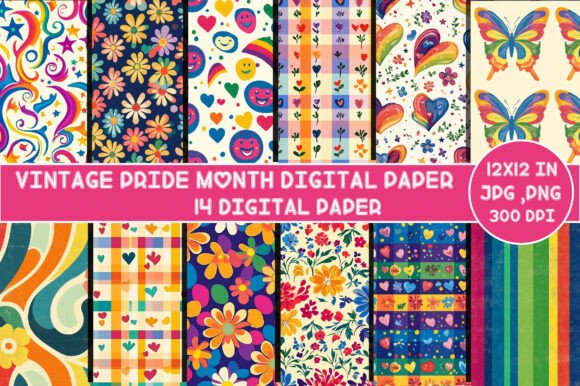 Download Vintage Pride Month Digital Paper - Pride Collection