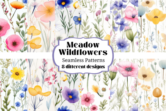 Download Meadow Wildflowers Watercolor Patterns - Watercolor patterns Collection