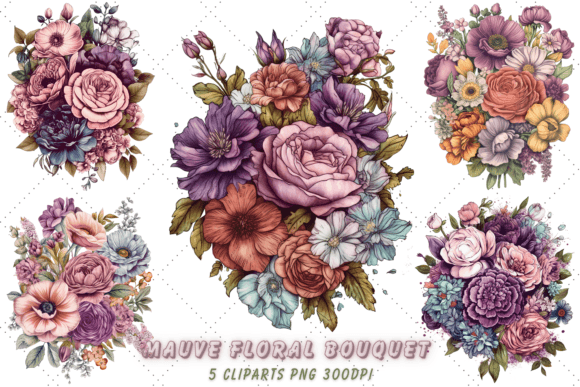 Download Mauve Floral Bouquet Sublimation Clipart - Flora Collection