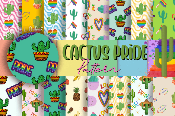 Download Cactus Gay Pride Patterns Seamless Set - Pride Collection