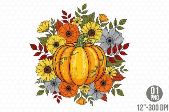 Download Boho Fall Floral Pumpkin Png Autumn Png - Flora Collection