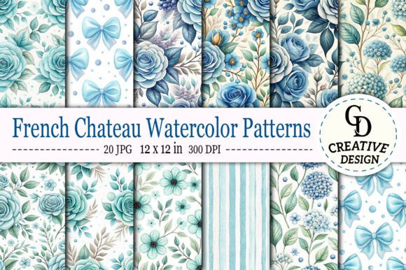 Download French Chateau Watercolor Patterns - Watercolor patterns Collection