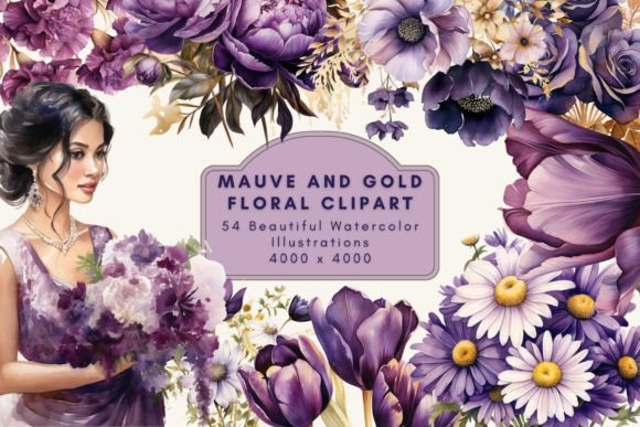 Download Mauve and Gold Floral Clipart - Flora Collection
