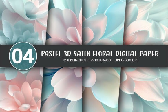 Download Pastel 3D Satin Floral Digital Paper - Flora Collection