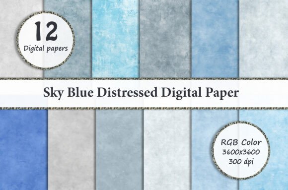 Download Sky Blue Distressed Digital Paper - Sky blue Collection