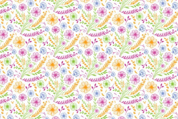 Download Line Art Floral Surface Design, Seamless - Flora Collection