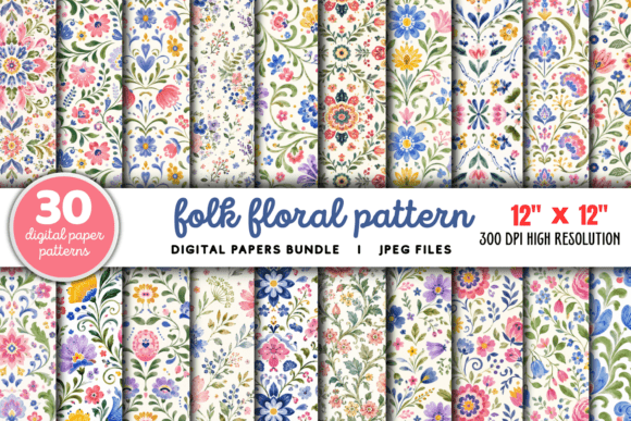 Download Folk Floral Pattern Set Bundle - Flora Collection
