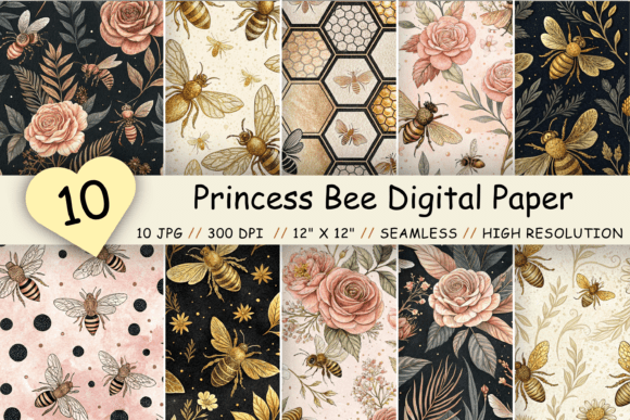 Download Princess Bee Digital Paper Pack, Floral - Flora Collection