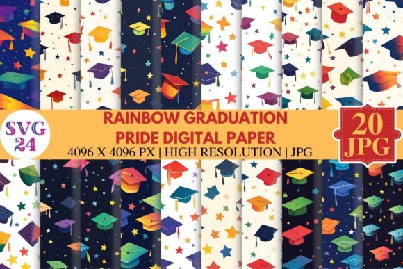 Download Rainbow Graduation Pride Digital Paper - Pride Collection