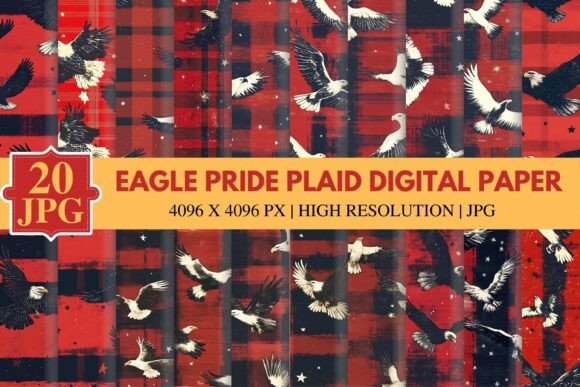 Download Eagle Pride Plaid Digital Paper - Pride Collection
