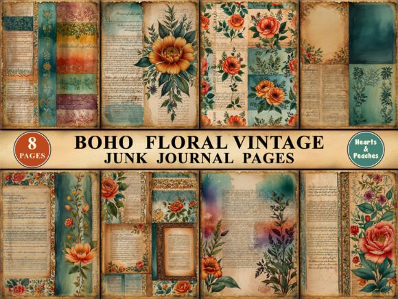 Download Boho Floral Vintage Junk Journal Pages - Flora Collection