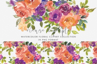 Download Orange &amp; Purple Watercolor Flowers Set - Premium Resources