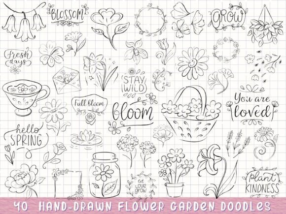 Download Hand Drawn Flower Garden, Spring Floral - Flora Collection