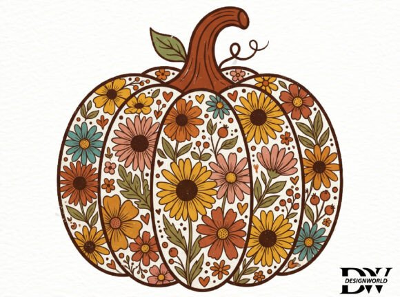 Download Floral Pumpkin Png, Boho Fall - Flora Collection