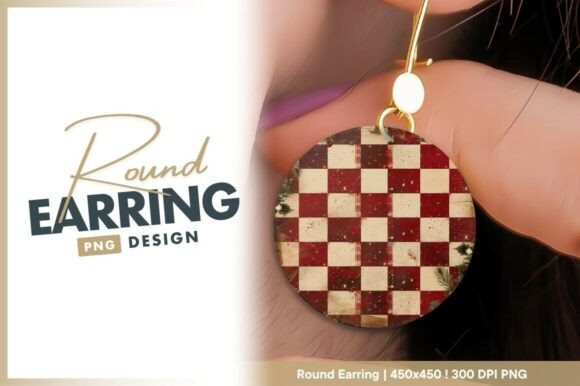 Download Round Earring Png Checkerboard Design - Checkerboard design Collection