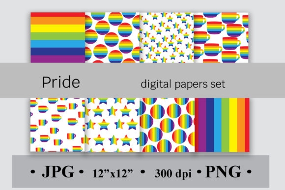 Download Pride Digital Paper Set, Rainbow Pattern - Pride Collection