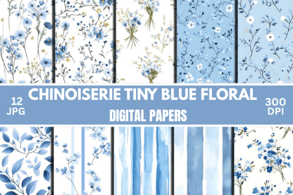 Download Chinoiserie Blue Floral Digital Paper - Flora Collection