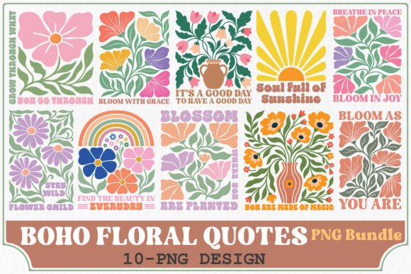 Download Boho Floral Quotes PNG Bundle - Flora Collection