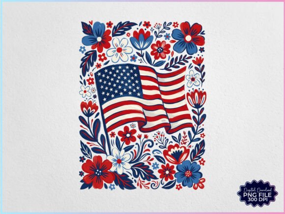 Download Patriotic Boho Floral Flag PNG - Flora Collection