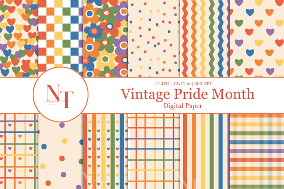 Download Vintage Pride Month Digital Paper - Pride Collection