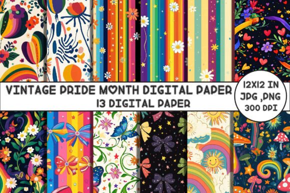 Download Vintage Pride Month Digital Paper - Pride Collection