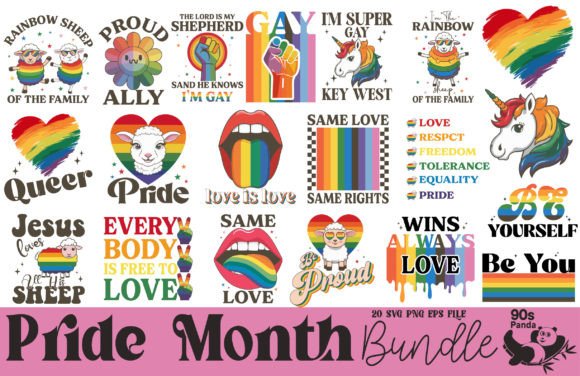 Download LGBTQ Pride Month Bundle 20 Retro Design - Pride Collection
