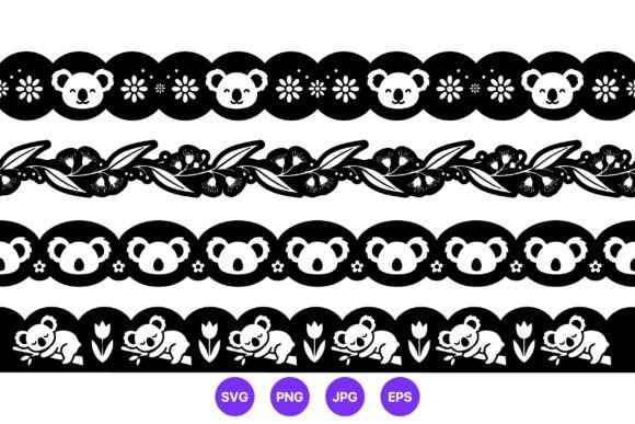 Download Koala and Floral Seamless Vector Borders - Flora Collection