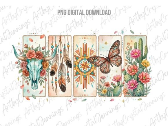 Download Western Boho Cactus Floral Steer Skull - Flora Collection