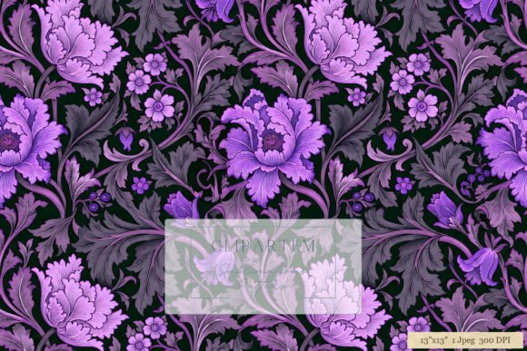 Download Purple Victorian Floral Dark Pattern - Flora Collection