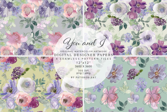 Download Watercolor Floral Seamless Pattern Set - Flora Collection