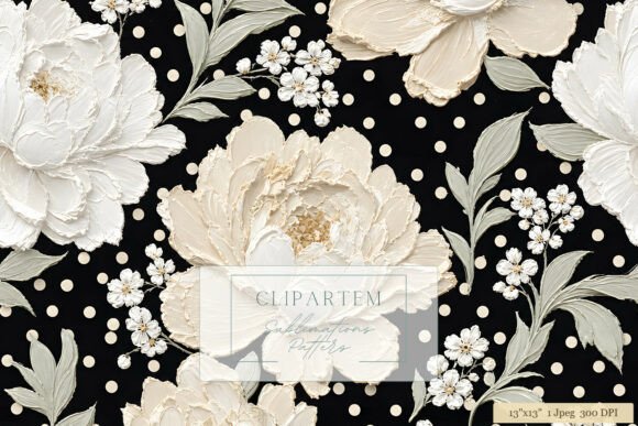 Download Black Peony Polka Dot Floral Pattern - Flora Collection