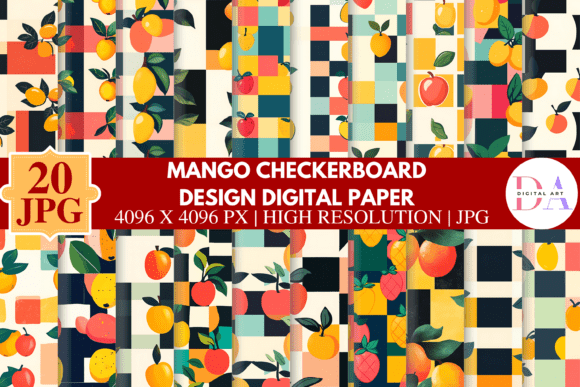 Download Mango Checkerboard Design Digital Paper - Checkerboard design Collection
