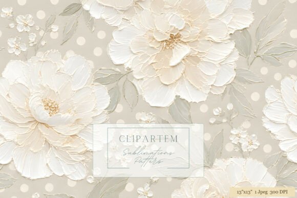 Download White Peony Polka Dot Floral Pattern - Flora Collection