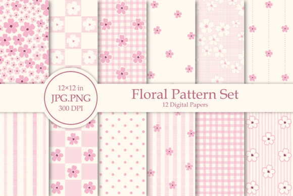 Download Pink Floral Pattern Set - Flora Collection