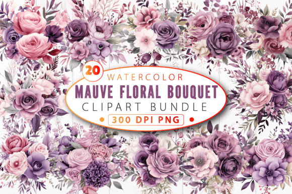 Download Mauve Floral Bouquet Clipart Bundle - Flora Collection