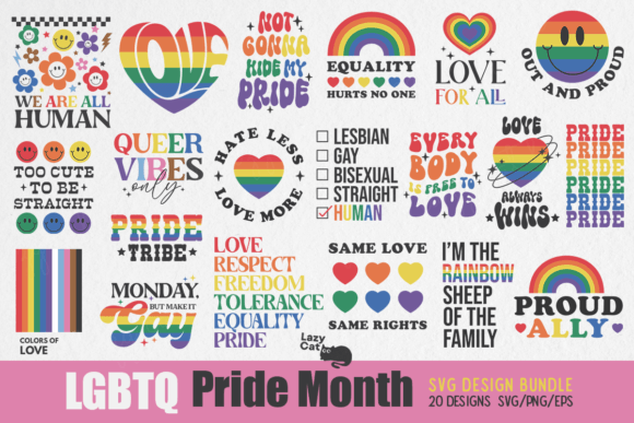 Download LGBTQ Pride Month SVG Design Bundle - Pride Collection